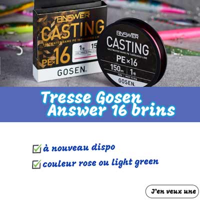 Retour en stock de la Gosen Answer 16 brins