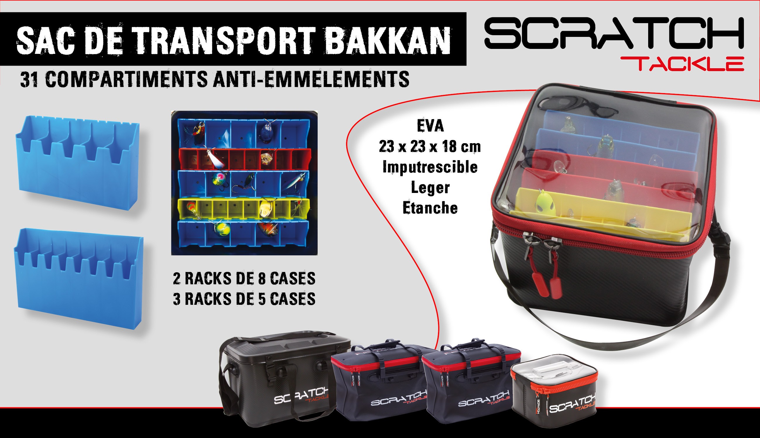 détails du bakkan 31 compartiments Scratch Tackle